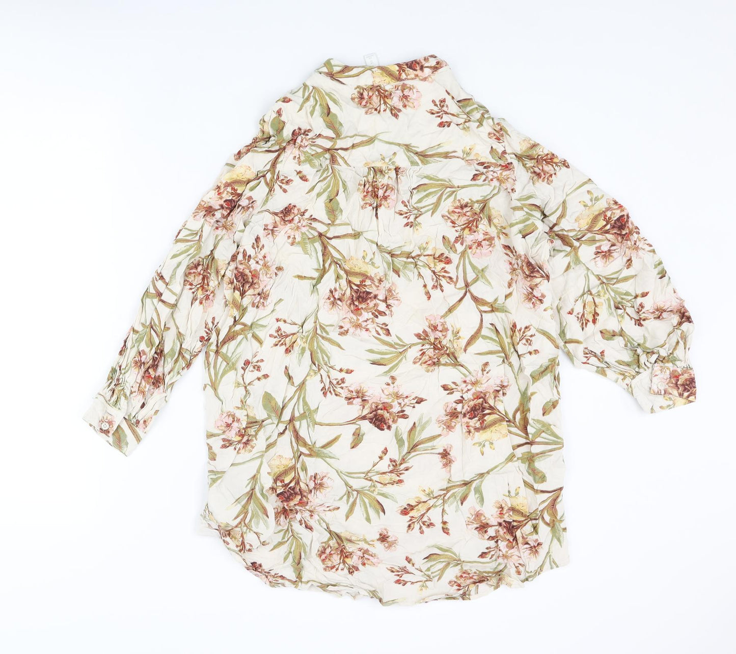 H&M Womens Multicoloured Floral Viscose Tunic Blouse Size 10 Henley