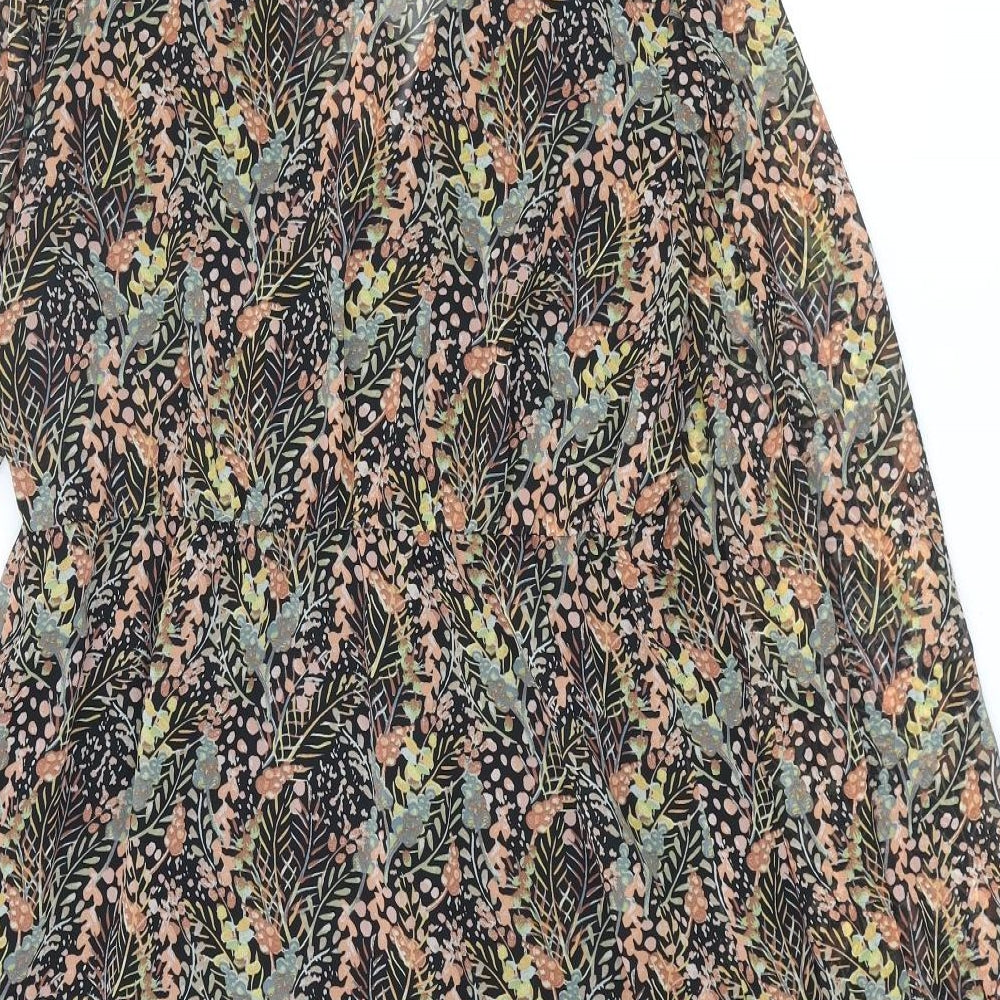 Topshop Womens Multicoloured Floral Polyester A-Line Size 10 V-Neck Pullover - Frill