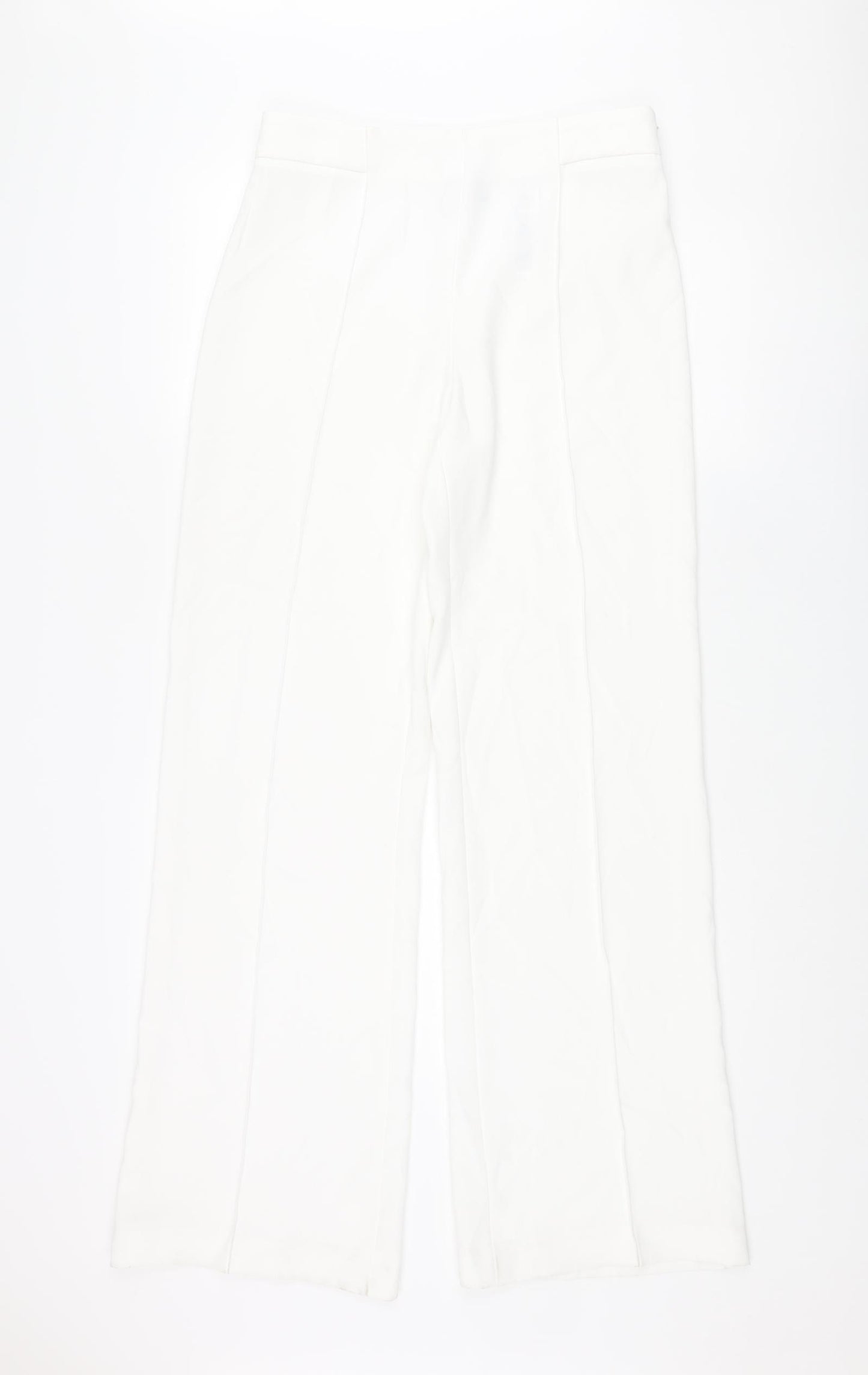 Zara Womens White Polyester Dress Pants Trousers Size M L33 in Regular Zip