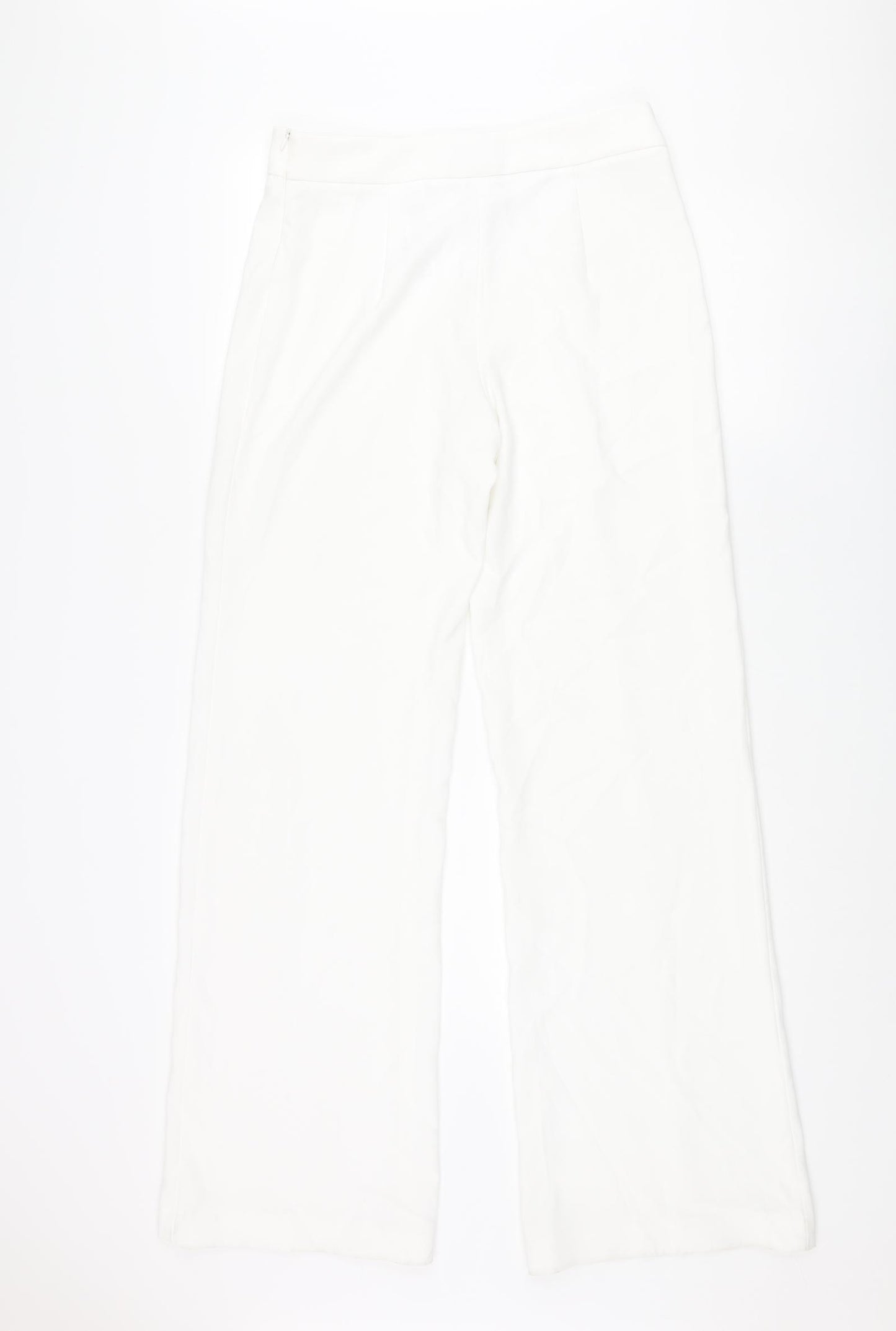 Zara Womens White Polyester Dress Pants Trousers Size M L33 in Regular Zip