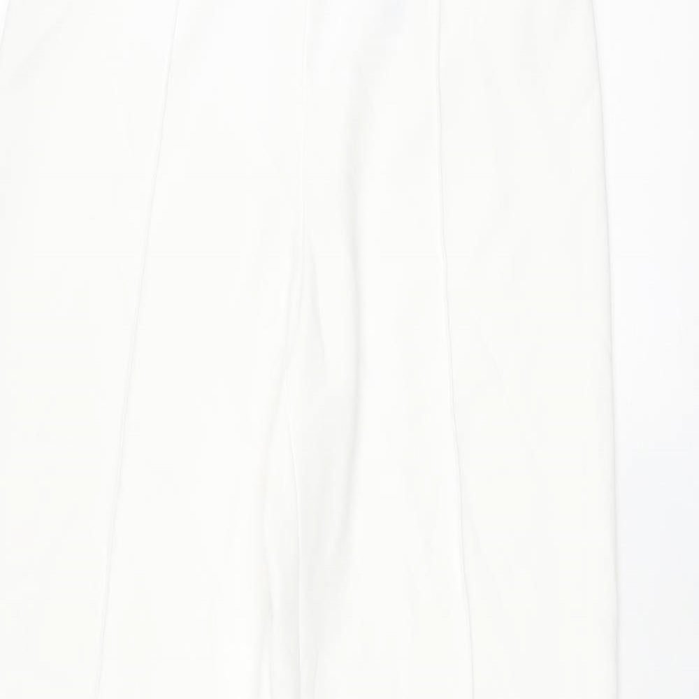 Zara Womens White Polyester Dress Pants Trousers Size M L33 in Regular Zip