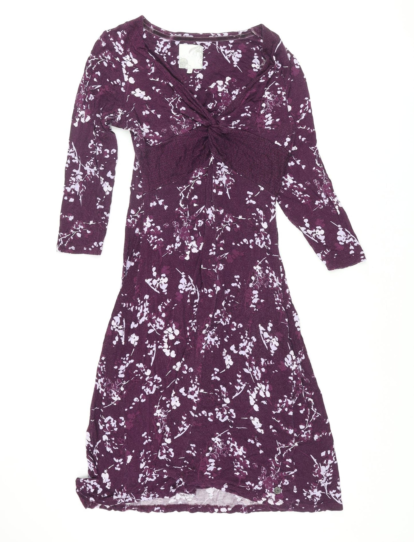 RJR.John Rocha Womens Purple Geometric Viscose Shift Size 14 V-Neck Pullover - Knot