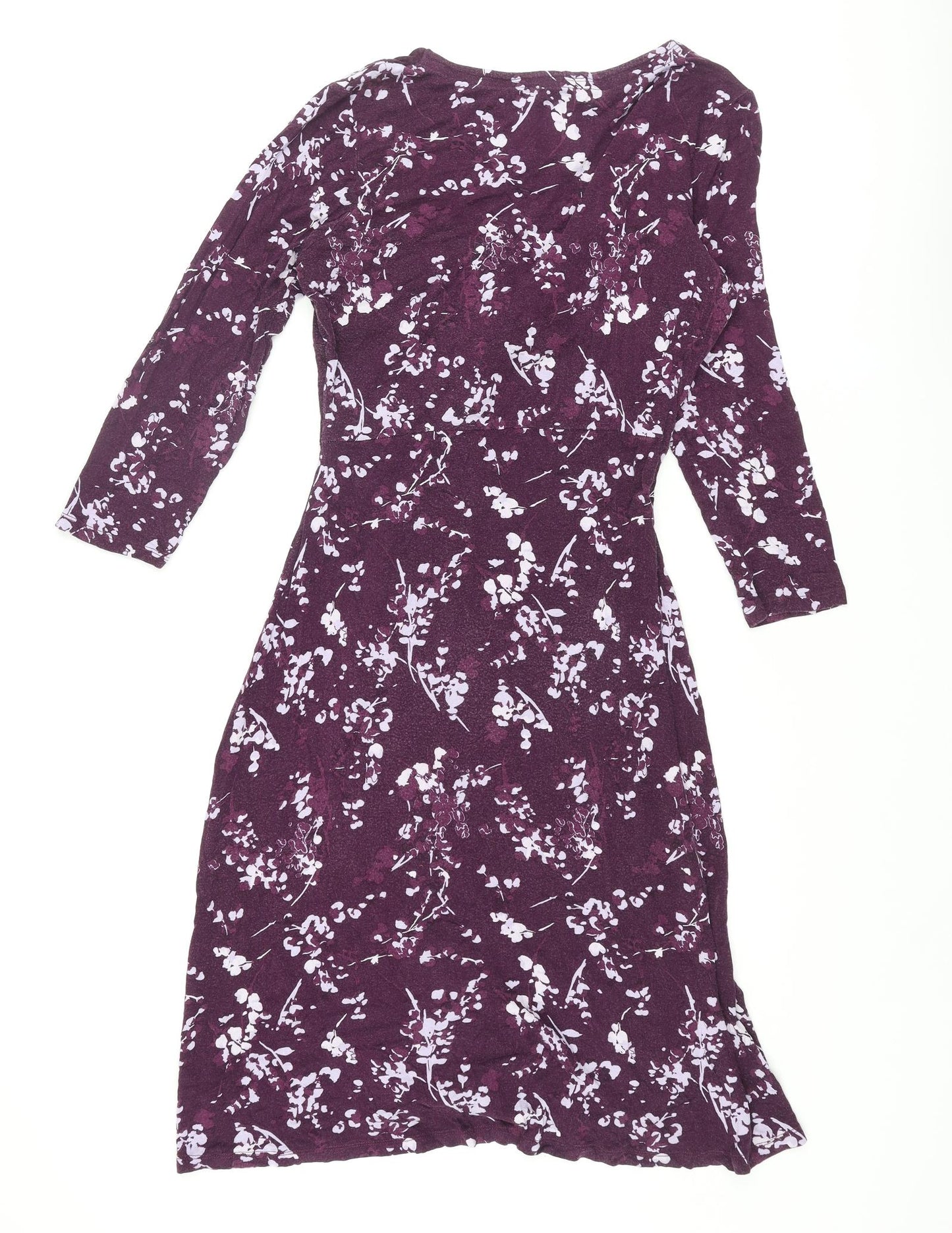 RJR.John Rocha Womens Purple Geometric Viscose Shift Size 14 V-Neck Pullover - Knot