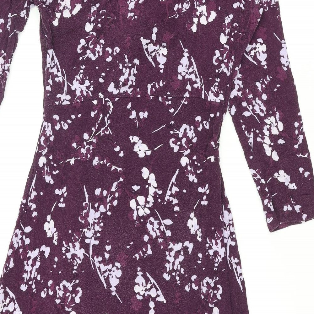 RJR.John Rocha Womens Purple Geometric Viscose Shift Size 14 V-Neck Pullover - Knot