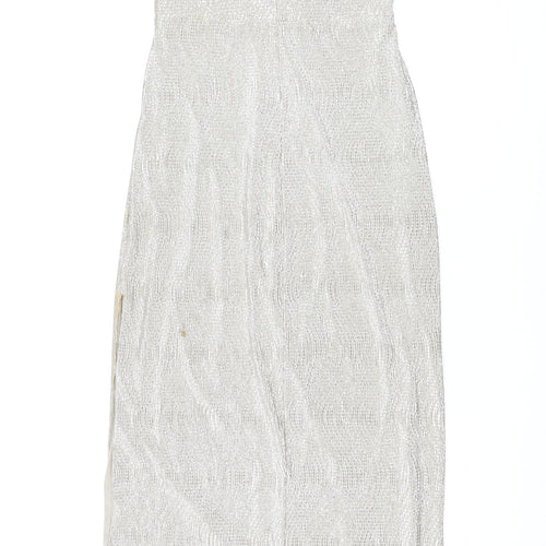Lauren Ralph Lauren Womens Gold Polyester Maxi Size 10 V-Neck Pullover - Rouched Front Slit