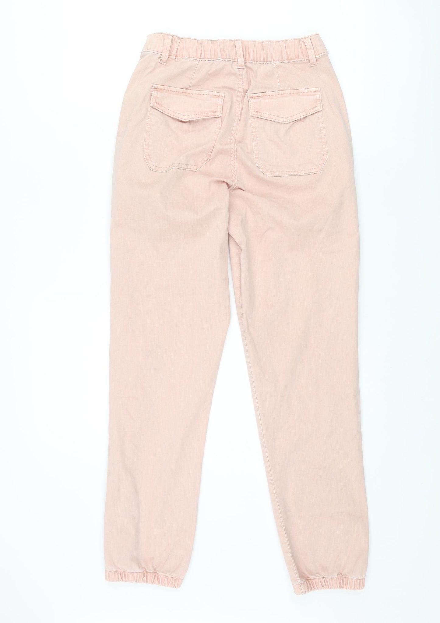 Marks and Spencer Womens Pink Cotton Tapered Jeans Size 8 L27 in Regular Zip - Elasticated Zip