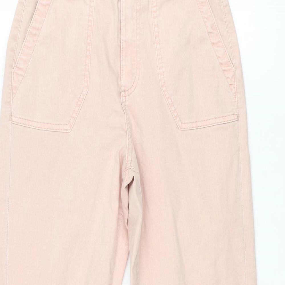 Marks and Spencer Womens Pink Cotton Tapered Jeans Size 8 L27 in Regular Zip - Elasticated Zip