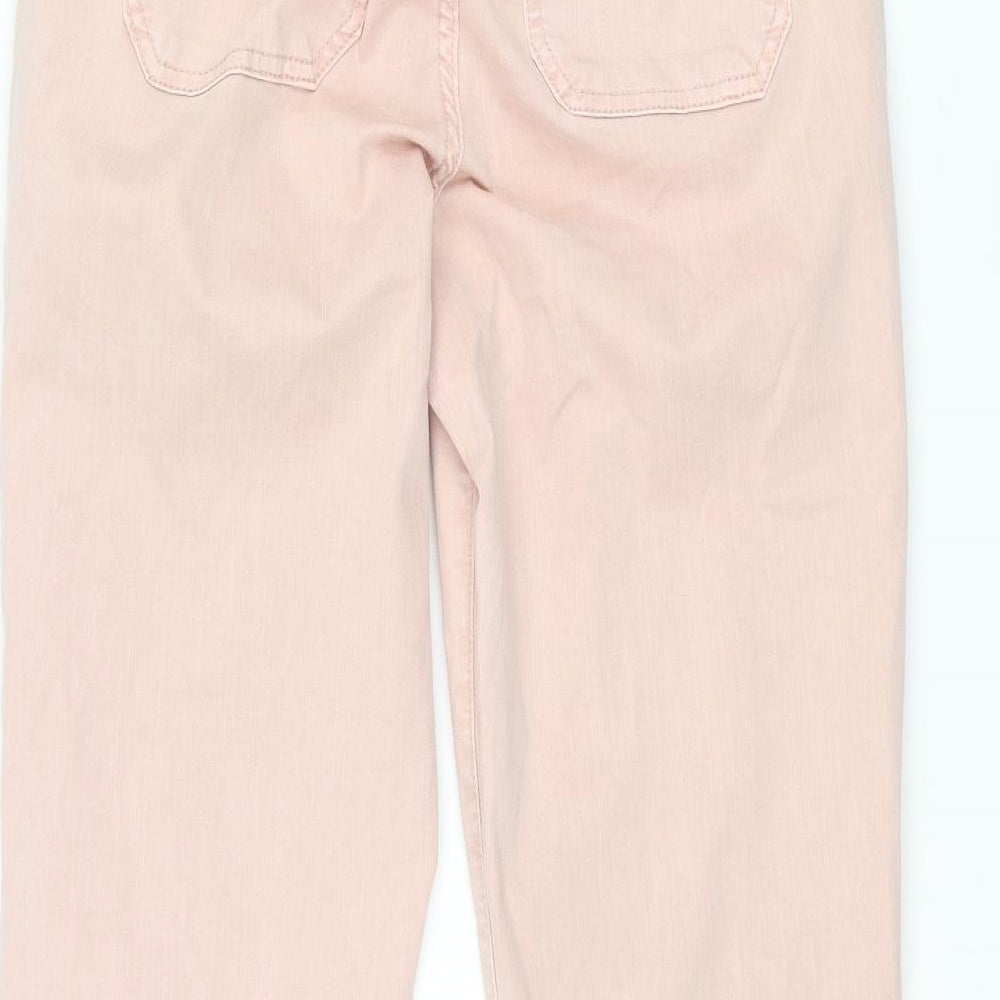 Marks and Spencer Womens Pink Cotton Tapered Jeans Size 8 L27 in Regular Zip - Elasticated Zip
