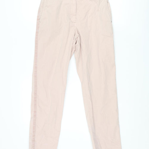Marks and Spencer Womens Pink Cotton Chino Trousers Size 8 L29 in Regular Zip - Taped Side