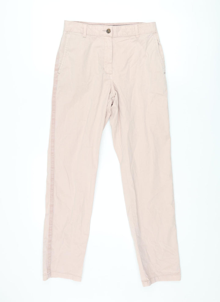 Marks and Spencer Womens Pink Cotton Chino Trousers Size 8 L29 in Regular Zip - Taped Side