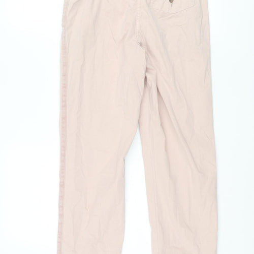 Marks and Spencer Womens Pink Cotton Chino Trousers Size 8 L29 in Regular Zip - Taped Side