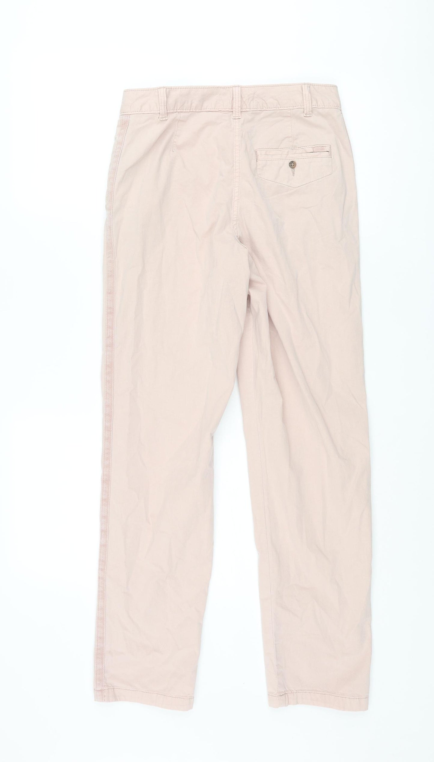 Marks and Spencer Womens Pink Cotton Chino Trousers Size 8 L29 in Regular Zip - Taped Side