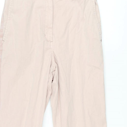 Marks and Spencer Womens Pink Cotton Chino Trousers Size 8 L29 in Regular Zip - Taped Side