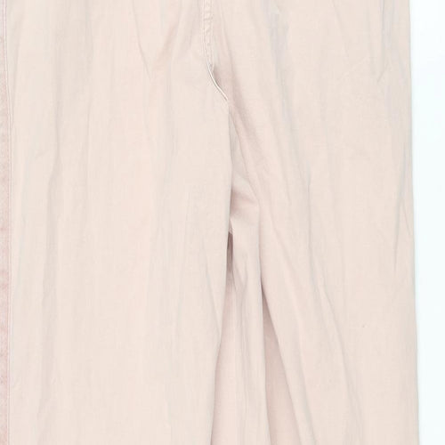 Marks and Spencer Womens Pink Cotton Chino Trousers Size 8 L29 in Regular Zip - Taped Side