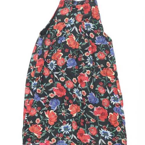 Mango Womens Multicoloured Floral Polyester Shift Size M Round Neck Hook & Eye