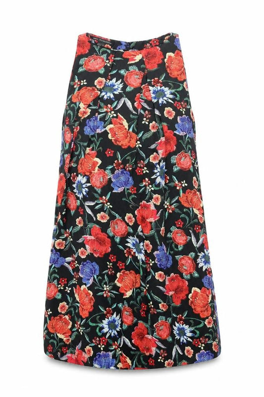 Front view of Mango women’s multicoloured floral polyester shift, size M, round neck hook & eye