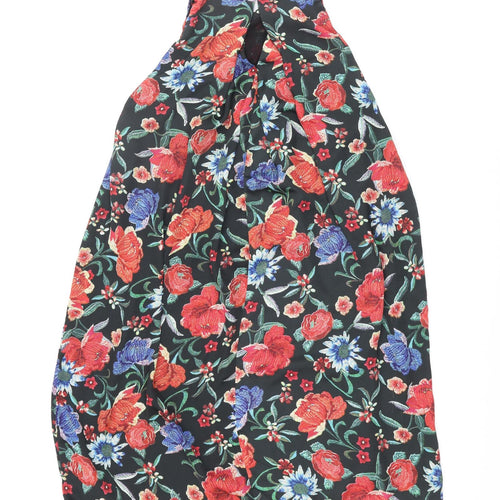 Mango Womens Multicoloured Floral Polyester Shift Size M Round Neck Hook & Eye