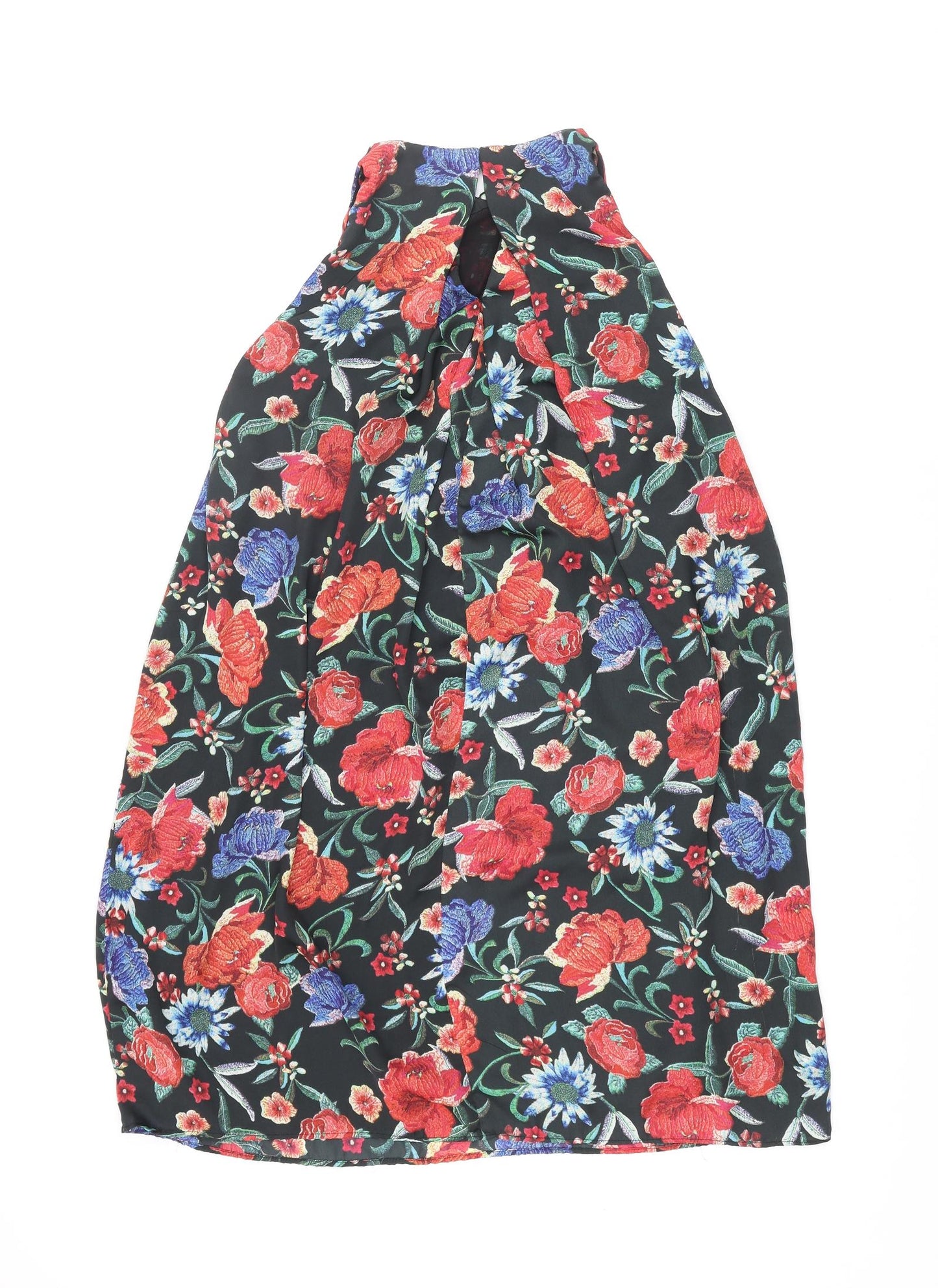 Mango Womens Multicoloured Floral Polyester Shift Size M Round Neck Hook & Eye