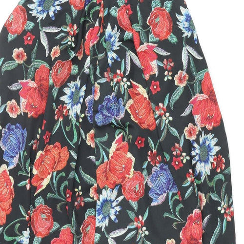 Mango Womens Multicoloured Floral Polyester Shift Size M Round Neck Hook & Eye