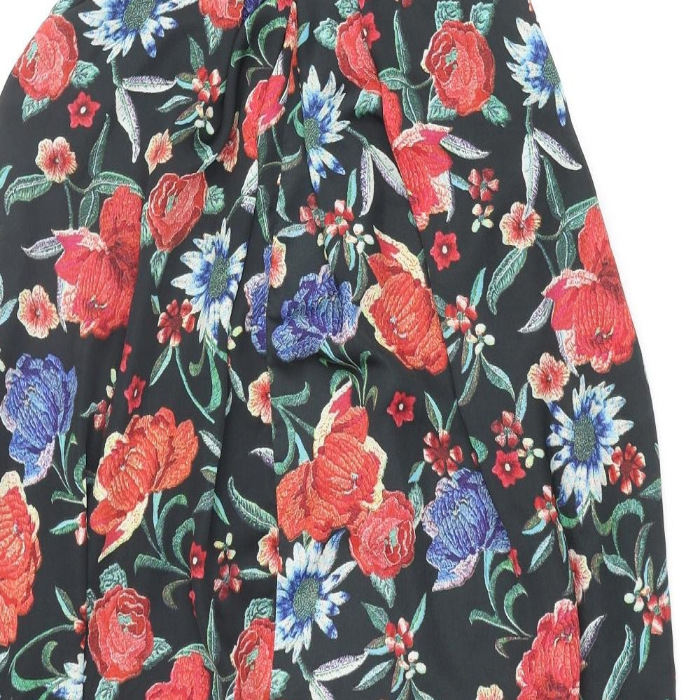 Mango Womens Multicoloured Floral Polyester Shift Size M Round Neck Hook & Eye