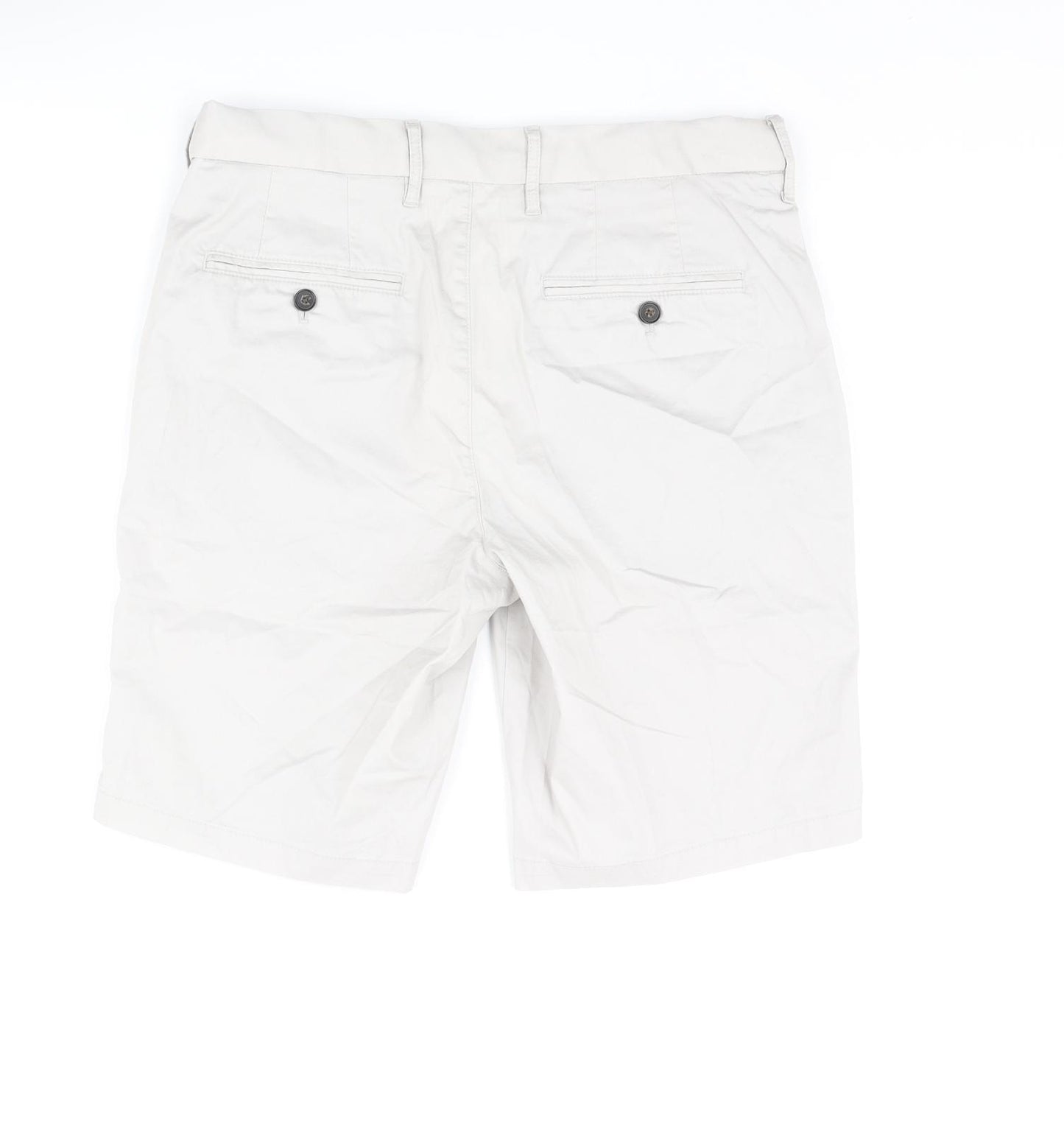 Marks and Spencer Mens Grey Cotton Chino Shorts Size 32 in L9 in Regular Zip