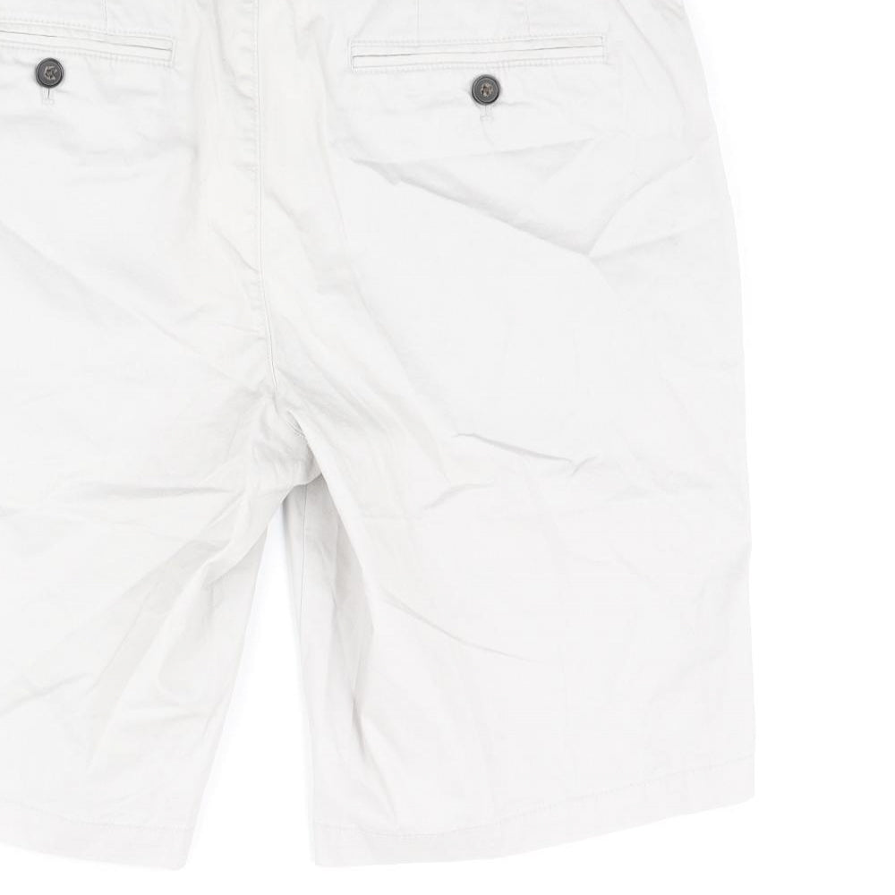 Marks and Spencer Mens Grey Cotton Chino Shorts Size 32 in L9 in Regular Zip