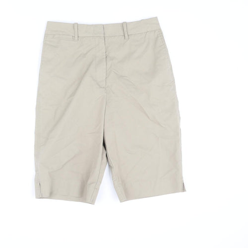 Marks and Spencer Womens Beige Cotton Chino Shorts Size 8 L10 in Regular Zip