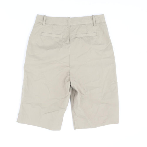 Marks and Spencer Womens Beige Cotton Chino Shorts Size 8 L10 in Regular Zip