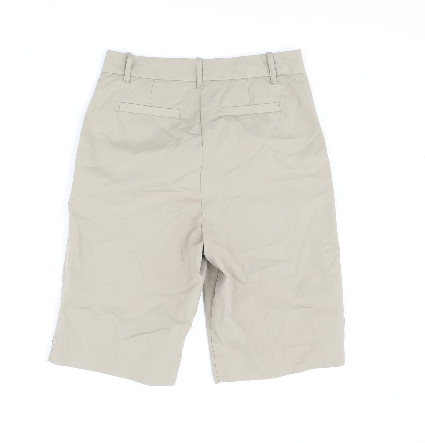Marks and Spencer Womens Beige Cotton Chino Shorts Size 8 L10 in Regular Zip