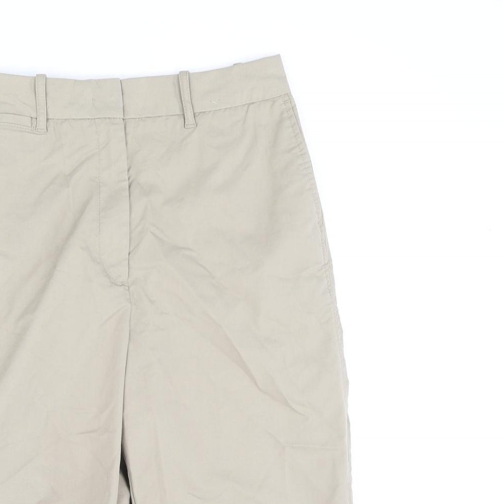 Marks and Spencer Womens Beige Cotton Chino Shorts Size 8 L10 in Regular Zip