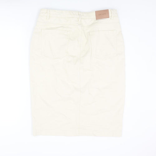 Per Una Womens Ivory Cotton Straight & Pencil Skirt Size 18 Zip - Front Vent