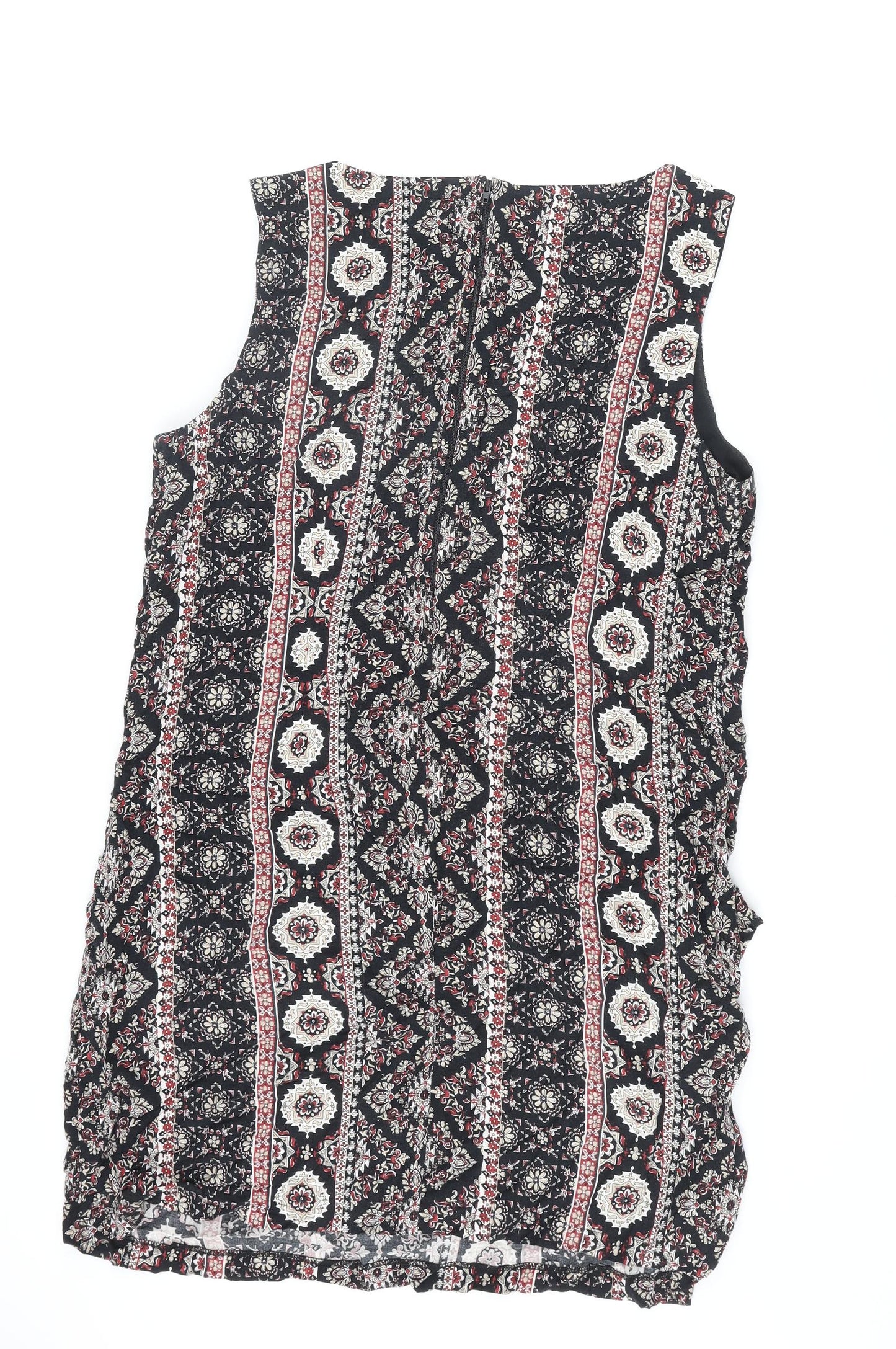 Dorothy Perkins Womens Multicoloured Geometric Viscose Shift Size 18 Square Neck Zip