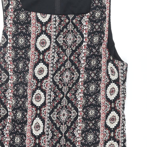 Dorothy Perkins Womens Multicoloured Geometric Viscose Shift Size 18 Square Neck Zip