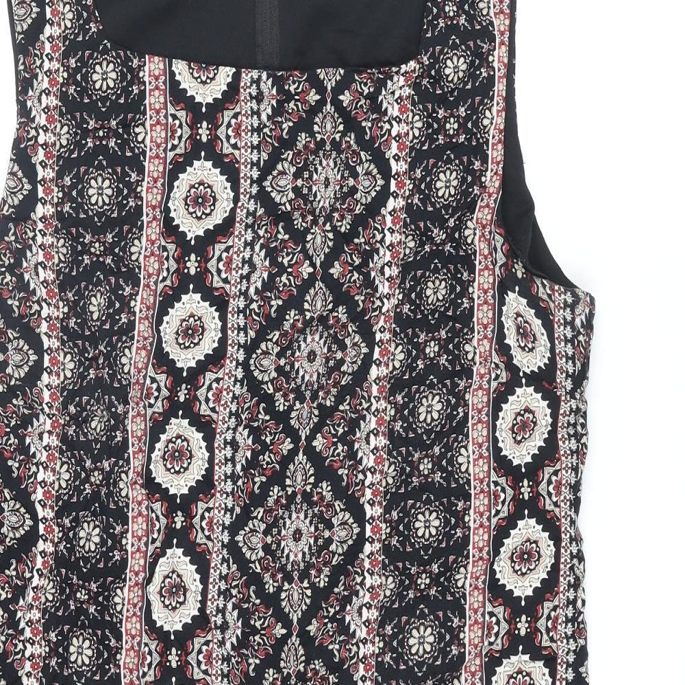 Dorothy Perkins Womens Multicoloured Geometric Viscose Shift Size 18 Square Neck Zip