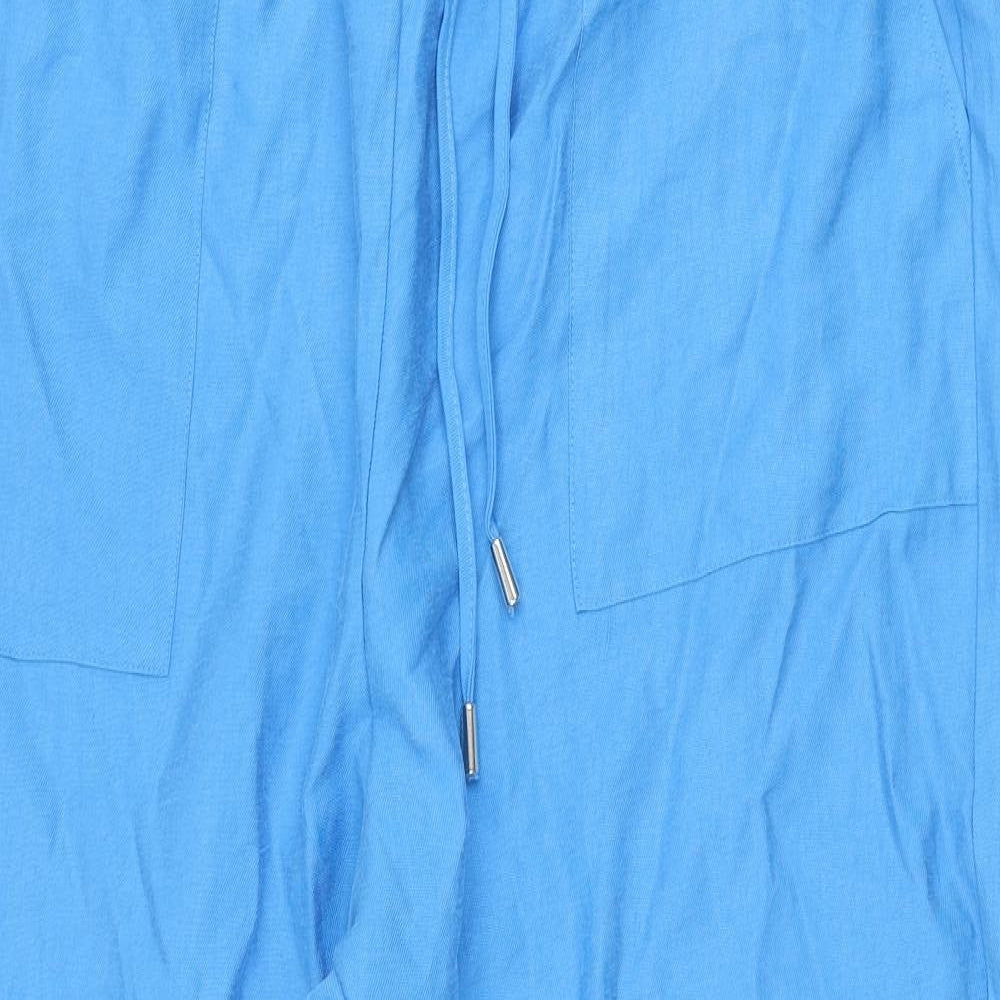 Marks and Womens Blue Lyocell Cropped Trousers Size 20 L27 in Regular Drawstring