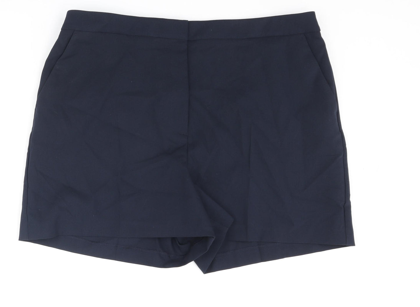 Marks and Spencer Womens Blue Polyester Basic Shorts Size 20 L4 in Regular Zip