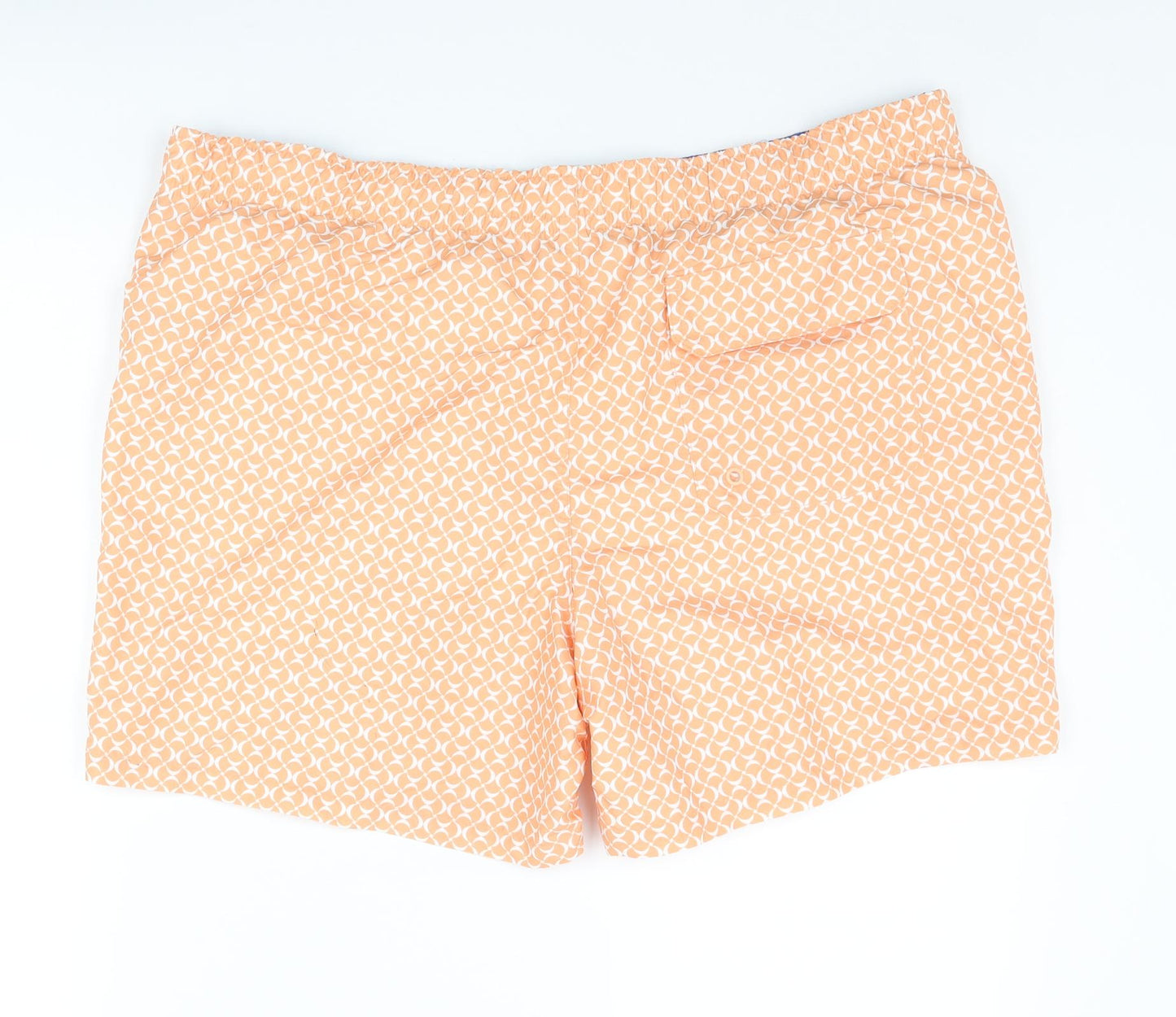 Marks and Spencer Mens Orange Geometric Polyester Sweat Shorts Size 2XL L6 in Regular Drawstring - Swim Shorts
