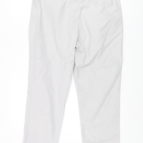 Marks and Spencer Womens Grey Cotton Chino Trousers Size 12 L29 in Regular Zip