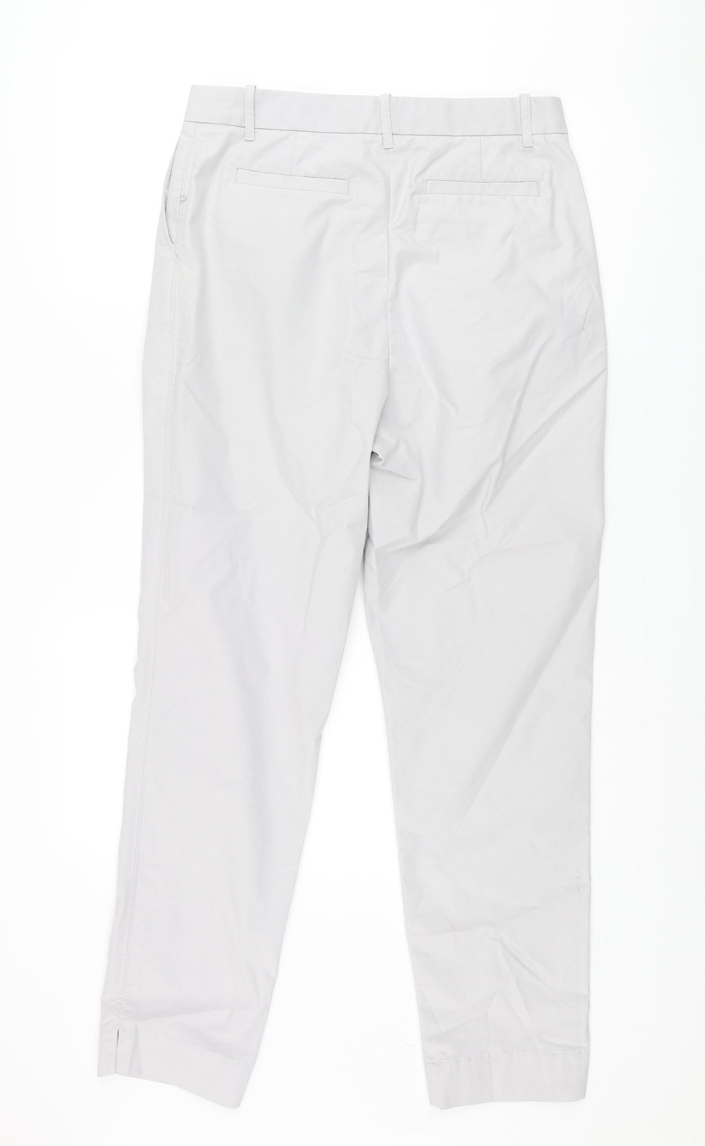 Marks and Spencer Womens Grey Cotton Chino Trousers Size 12 L29 in Regular Zip