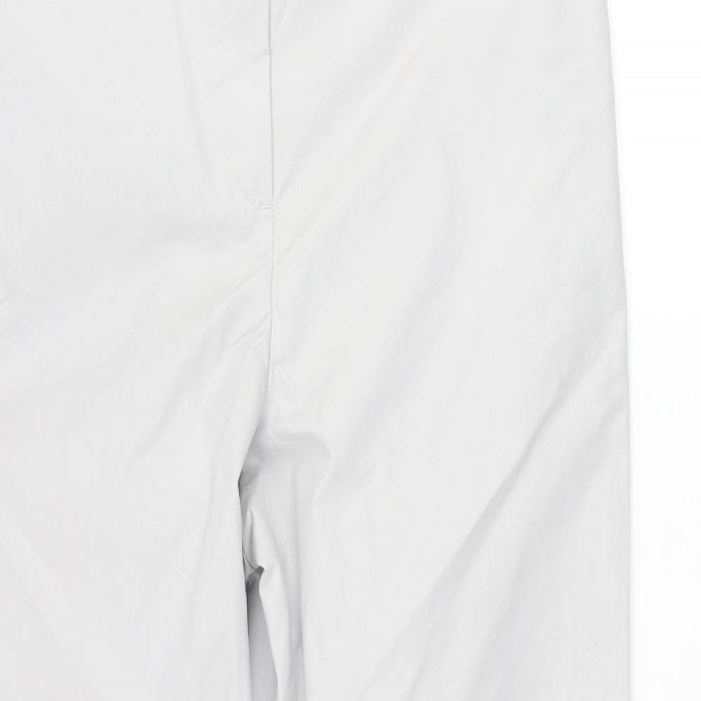 Marks and Spencer Womens Grey Cotton Chino Trousers Size 12 L29 in Regular Zip