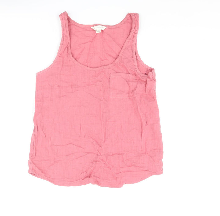 Marks and Spencer Womens Pink Cotton Camisole Tank Size 10 Scoop Neck - Pocket