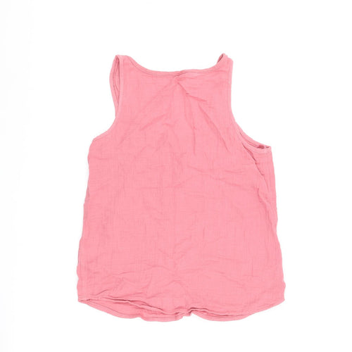 Marks and Spencer Womens Pink Cotton Camisole Tank Size 10 Scoop Neck - Pocket