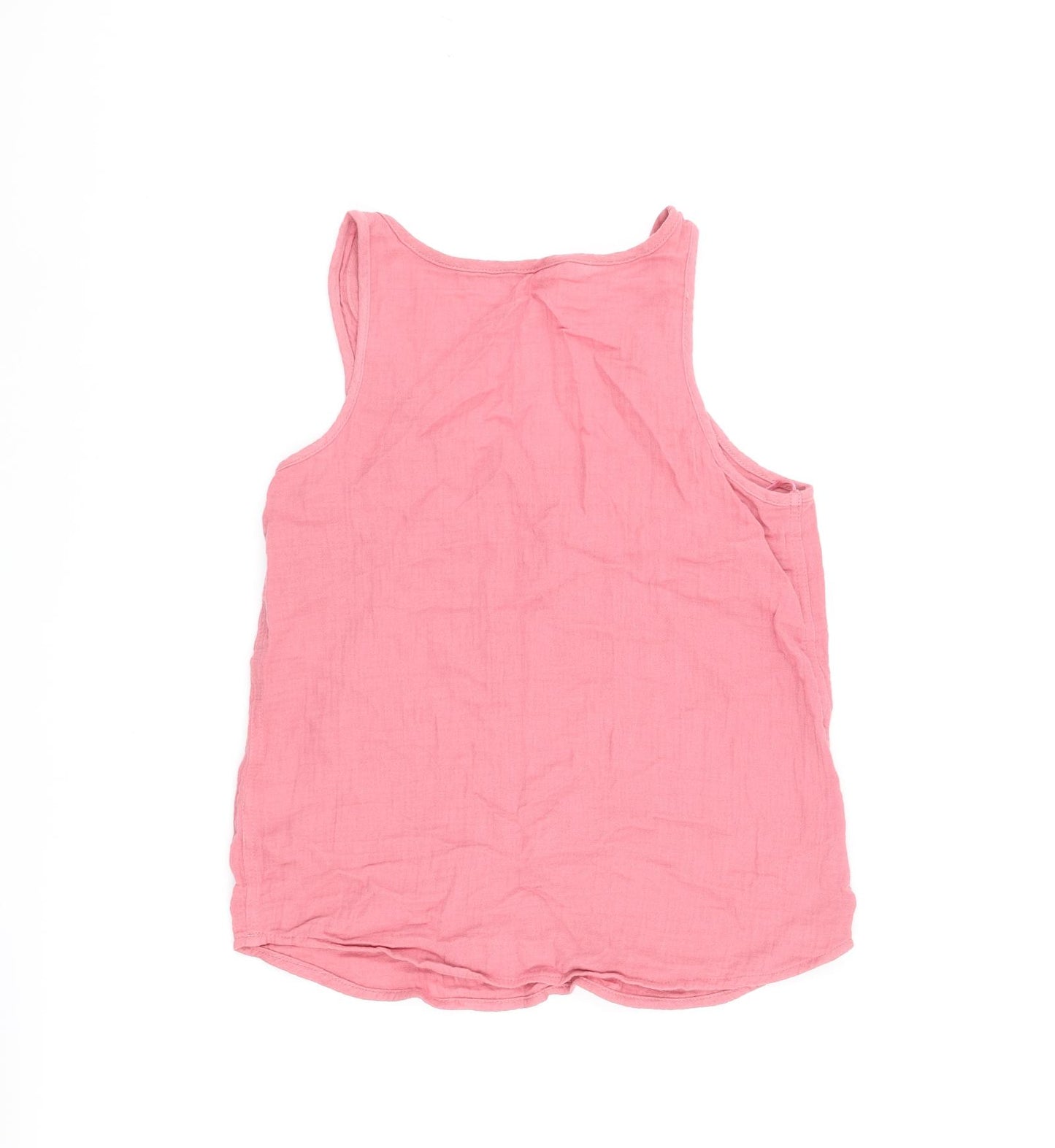 Marks and Spencer Womens Pink Cotton Camisole Tank Size 10 Scoop Neck - Pocket