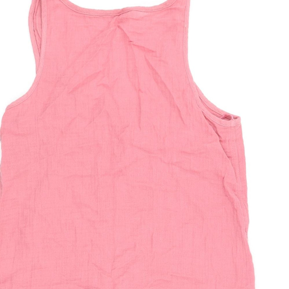 Marks and Spencer Womens Pink Cotton Camisole Tank Size 10 Scoop Neck - Pocket