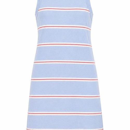 Marks and Spencer Womens Blue Striped Cotton Tank Dress Size S Crew Neck Pullover