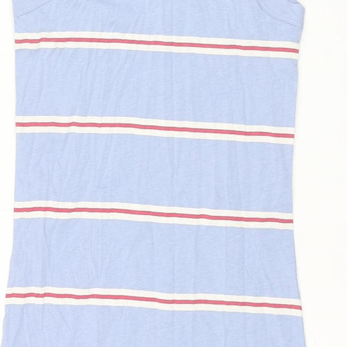 Marks and Spencer Womens Blue Striped Cotton Tank Dress Size S Crew Neck Pullover