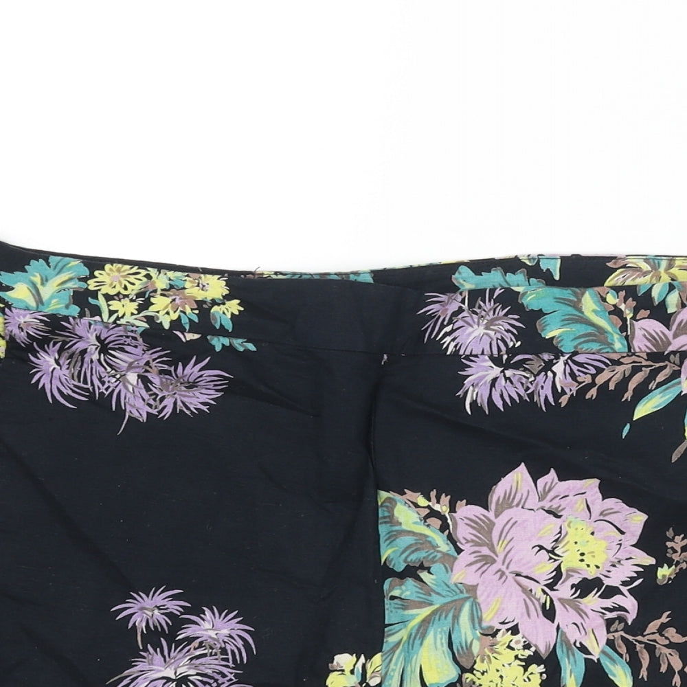 French Connection Womens Blue Floral Cotton Basic Shorts Size 14 L3 in Regular Zip