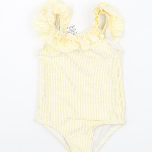 Marks and Spencer Girls Yellow Striped Polyester Unitard One-Piece Size 18-24 Months Pullover - Swimsuit Frill