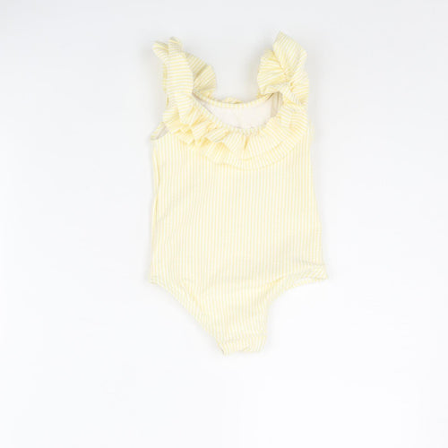 Marks and Spencer Girls Yellow Striped Polyester Unitard One-Piece Size 18-24 Months Pullover - Swimsuit Frill