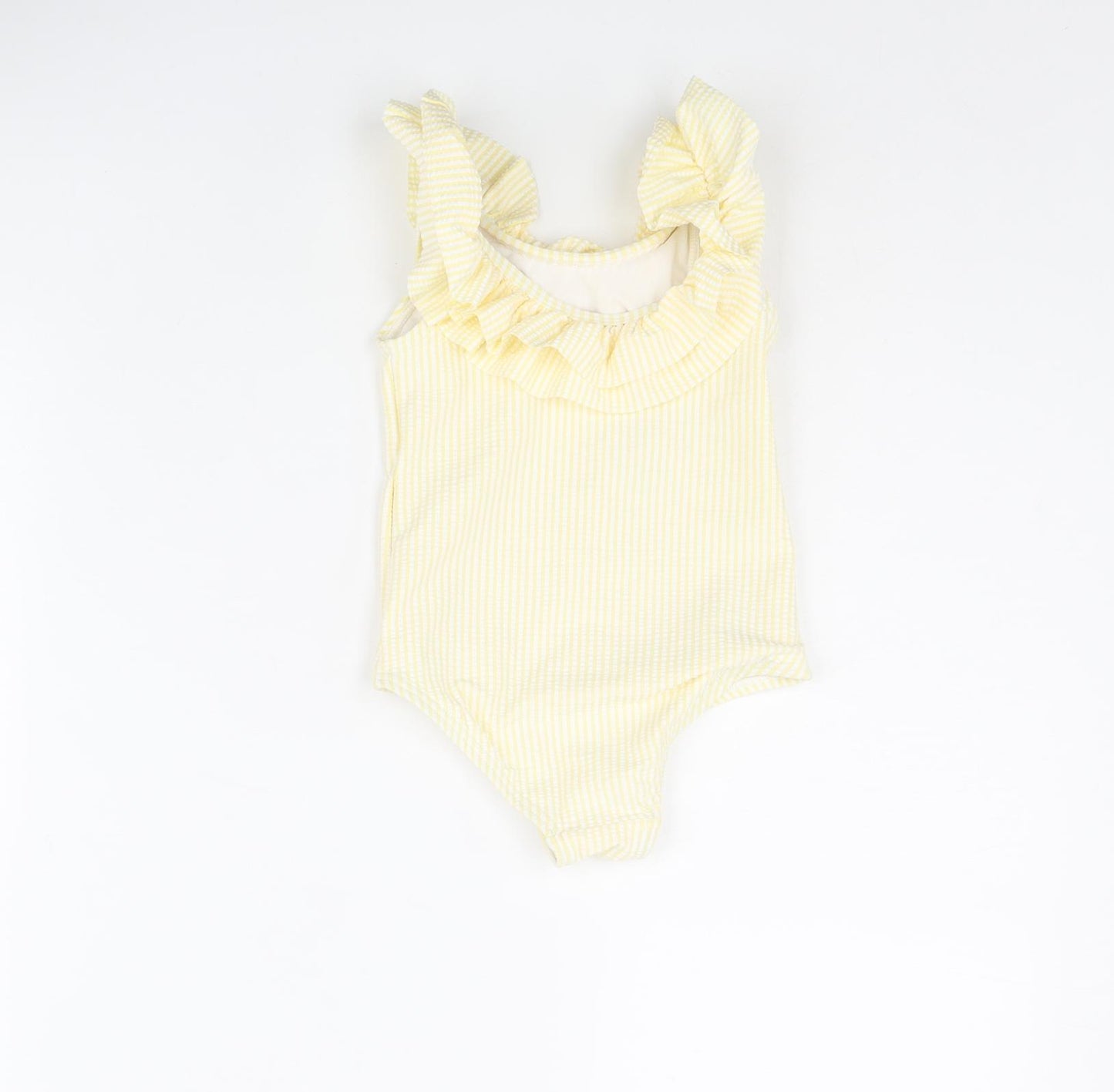 Marks and Spencer Girls Yellow Striped Polyester Unitard One-Piece Size 18-24 Months Pullover - Swimsuit Frill
